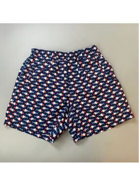 Columbia PFG Swim Trunks Small Navy Red Micro Print USA Fishing Outdoors Utility